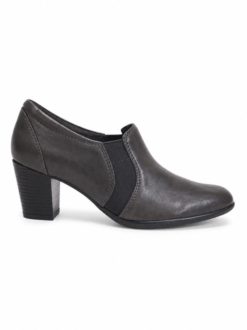 Clarks Brown Leather Slip-On Block Heel Booties Elastic Comfort Shoes Size 6